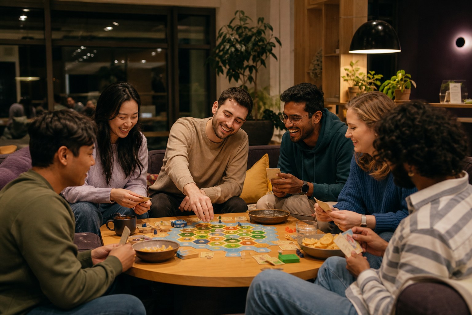 Hoomies residents enjoying a game night