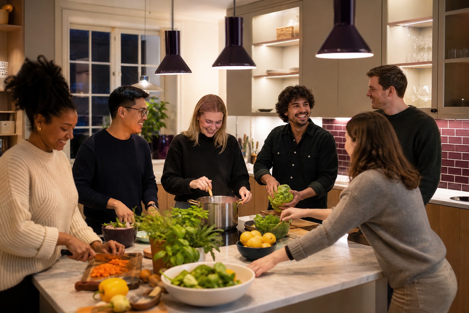 Hoomies residents cooking together